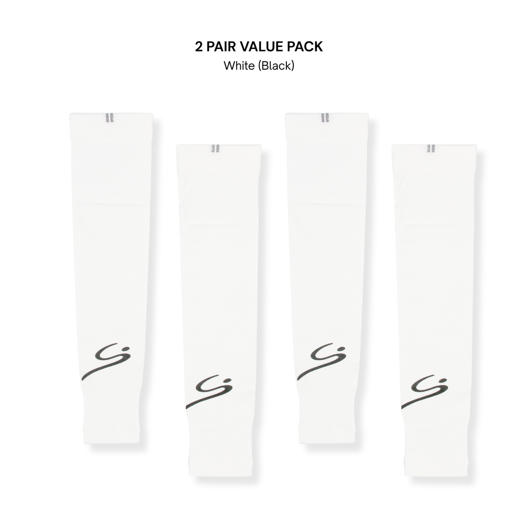 Sun Protection Leg Sleeves - 2 Pair Value Pack - White