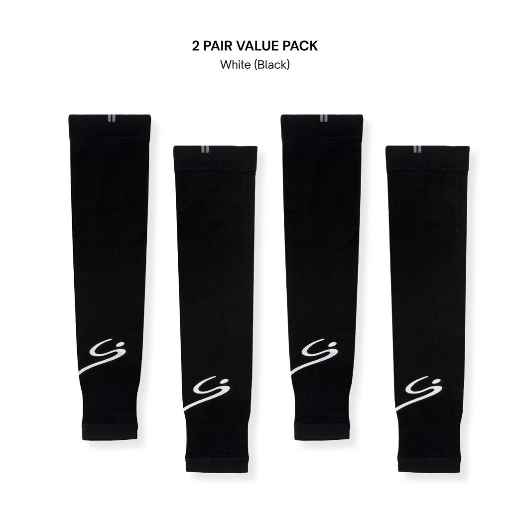 Sun Protection Leg Sleeves - 2 Pair Value Pack - Black