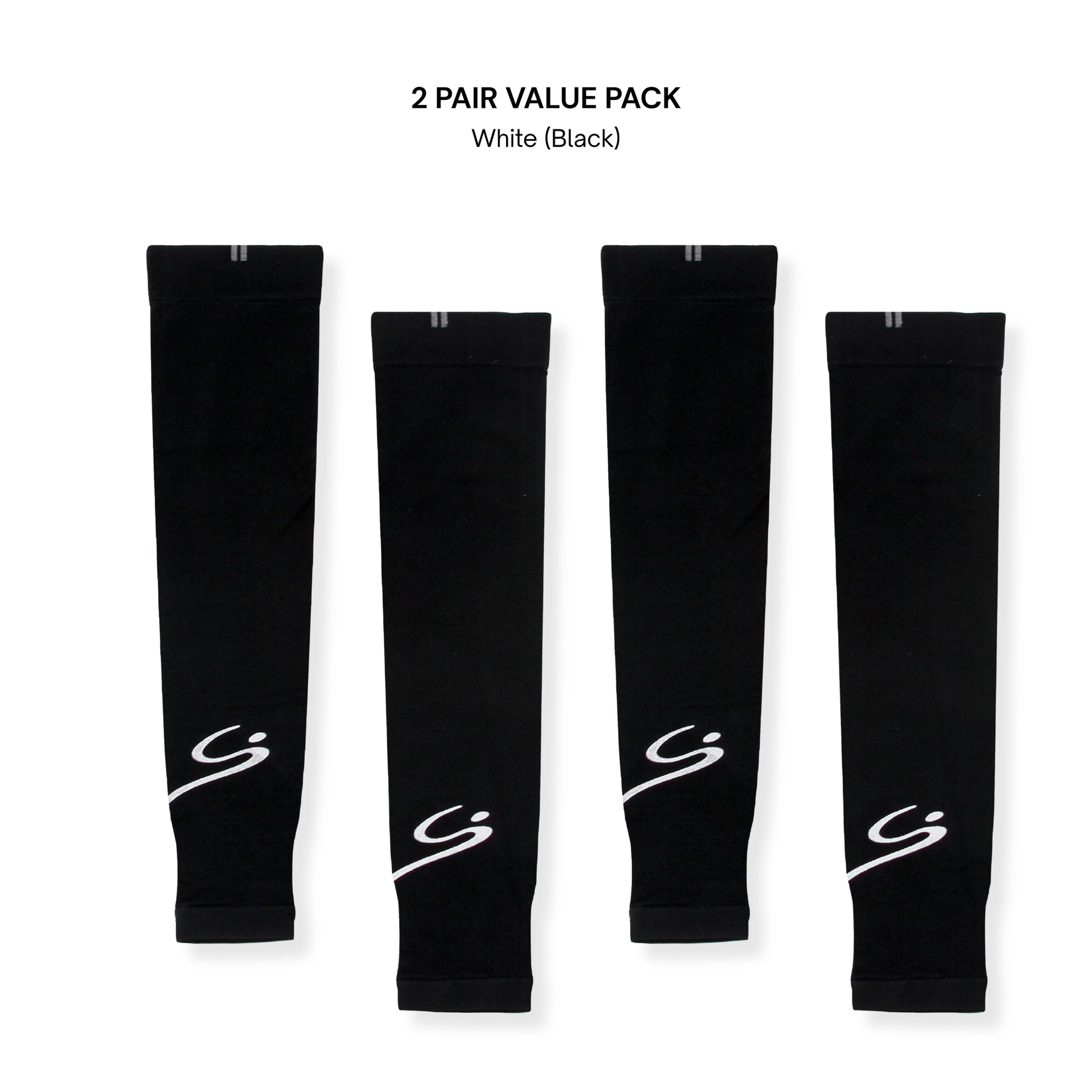 Sun Protection Leg Sleeves - 2 Pair Value Pack - Black