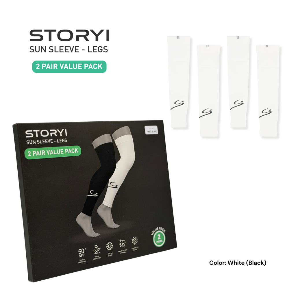 Sun Protection Leg Sleeves - 2 Pair Value Pack - White