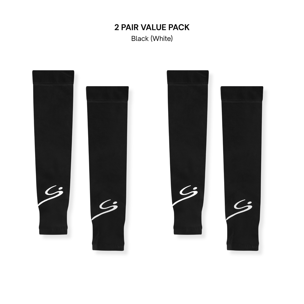 Sun Protection Arm Sleeves - 2 Pair Value Pack - Black
