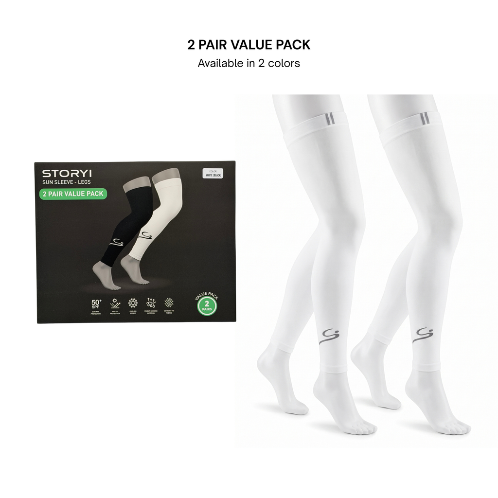 Sun Protection Leg Sleeves - 2 Pair Value Pack - White