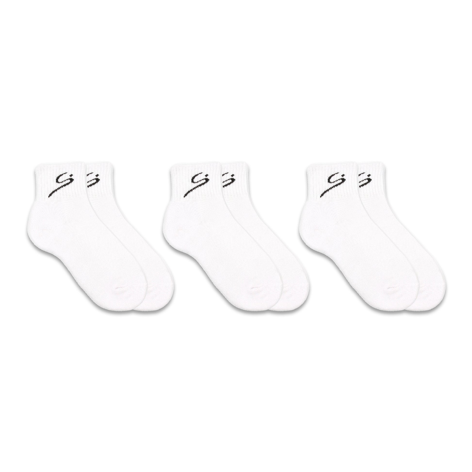 Unisex Sports Athletic Crew Socks – 3 Pairs (White)
