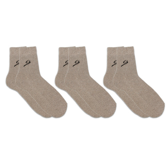 Men's Ribbed Crew Sock 3-Pack - Beige/Black/Grey/Navy