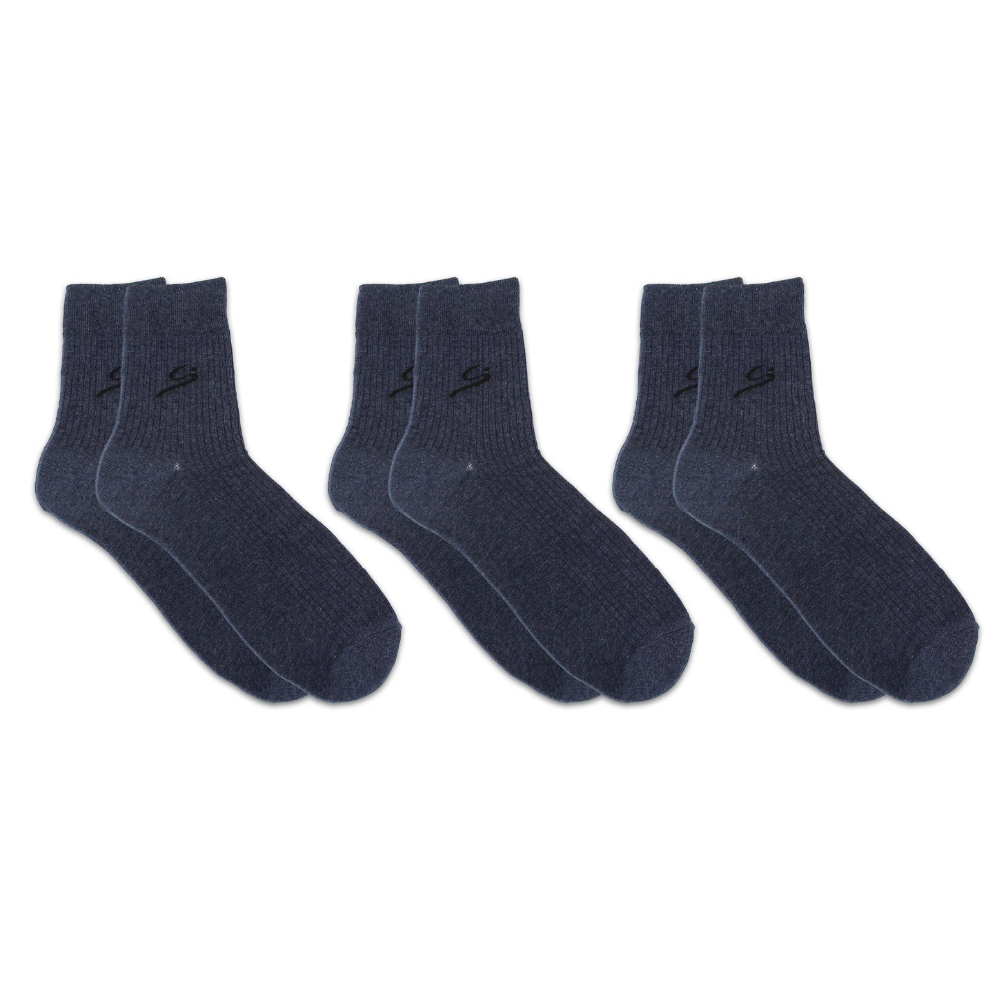 Men's Ribbed Crew Sock 3-Pack - Beige/Black/Grey/Navy