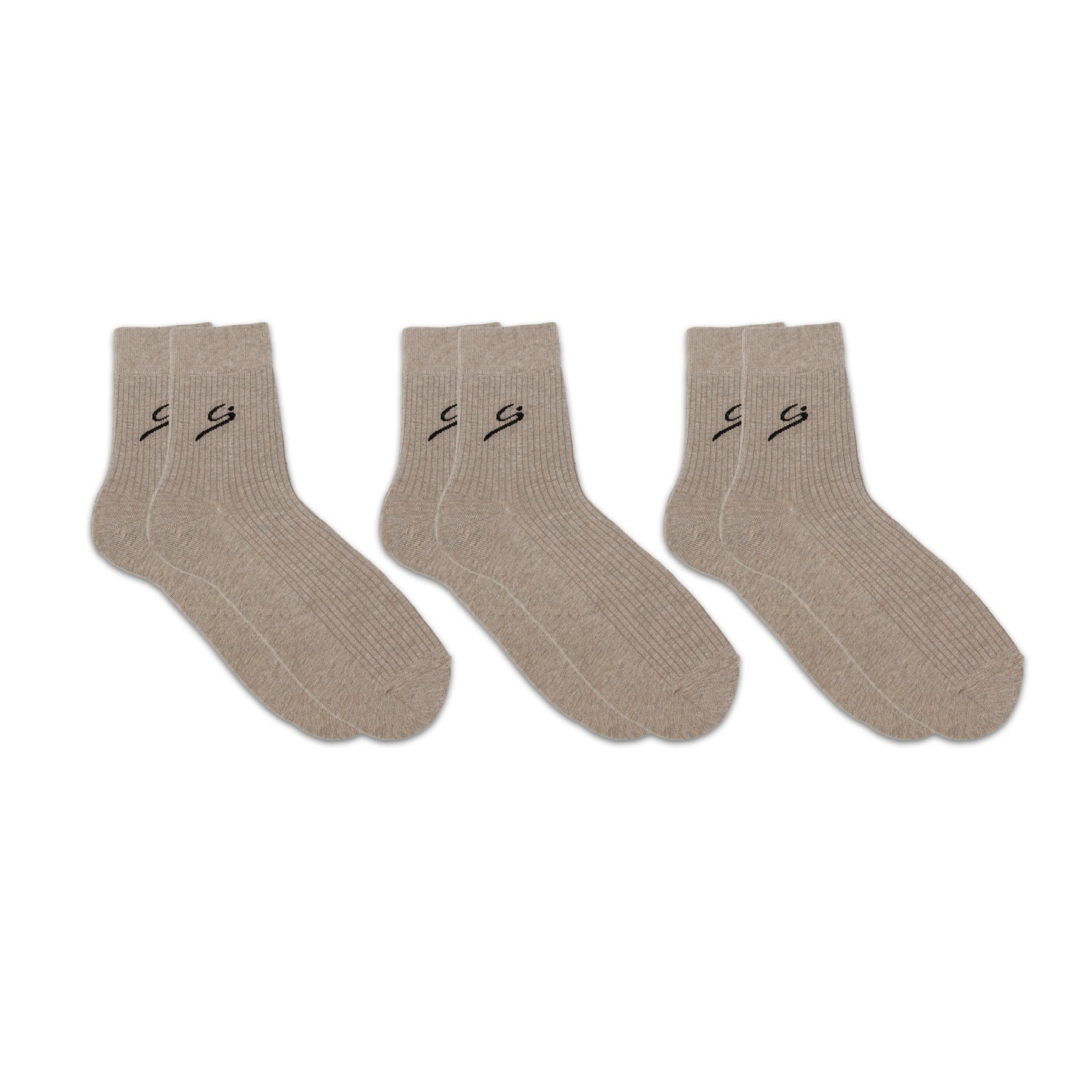 Men's Ribbed Crew Sock 3-Pack - Beige/Black/Grey/Navy