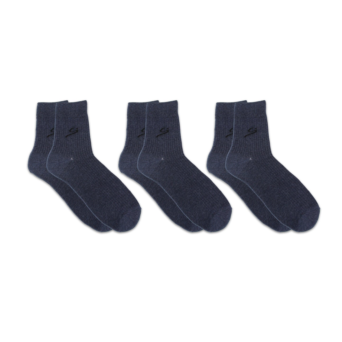 Men's Ribbed Crew Sock 3-Pack - Beige/Black/Grey/Navy